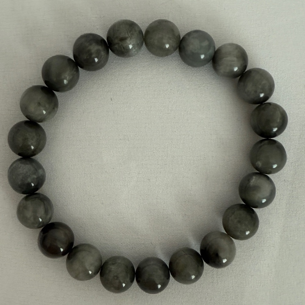 Authentic Hawk’s Eye 10mm Beaded Stretchy Bracelet by Bombshell Beads - Picture 2 of 3